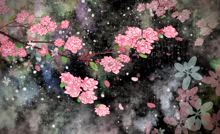 Cherry blossom night background material wallpaper illustration  image_picture free download 400111655_lovepik.com