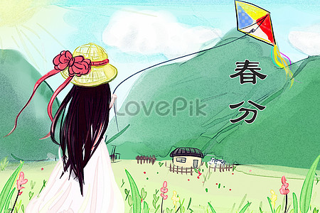 A kite in the spring illustration image_picture free download  