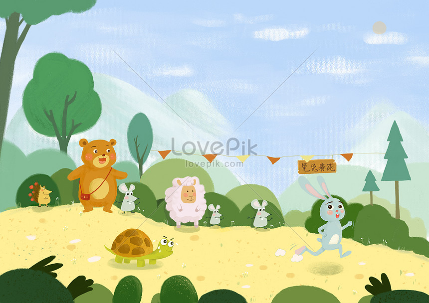 Tortoise and rabbit race illustration image_picture free download  