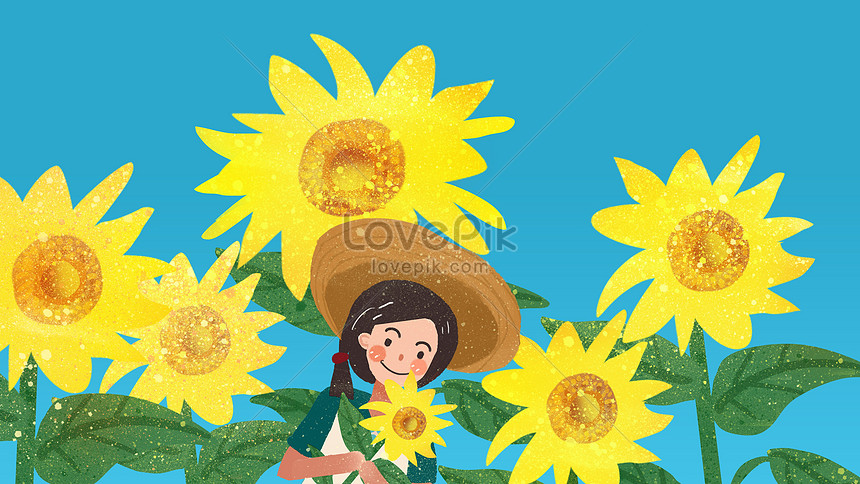 Hình vẽ hoa hướng dương girl miễn phí: \