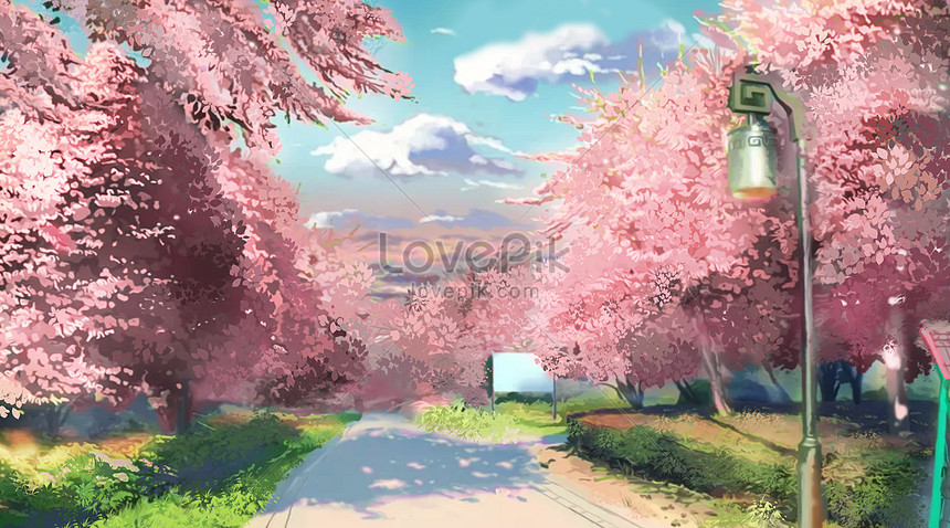 Romantic cherry blossoms illustration image_picture free download  