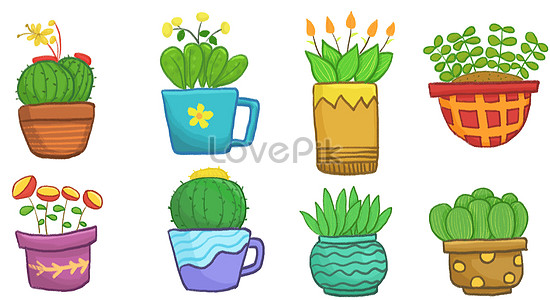 Hand-painted plant potted plants illustration image_picture free ...