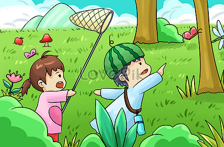 Catch dragonflies illustration image_picture free download 400278044 ...