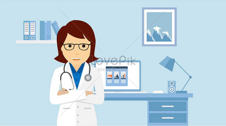 Adegan Vektor Pekerjaan Dokter Perempuan Gambar Unduh
