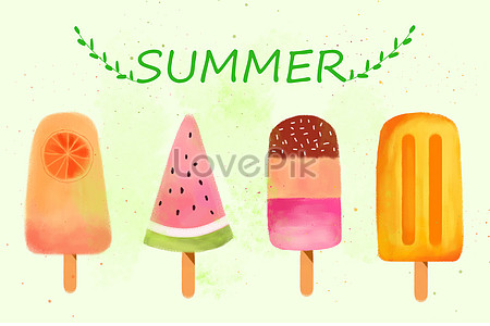 Watermelon popsicle background illustration image_picture free download ...