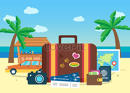 Beach tourism illustration illustration image_picture free download ...