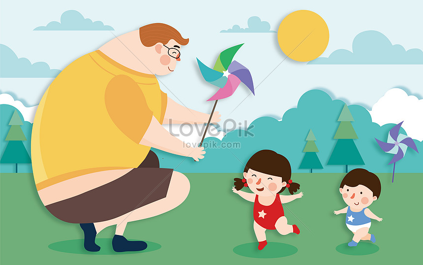 Viento Del Día Del Padre Del Molino Viento Cortado | PSD ilustraciones  imagenes descarga gratis - Lovepik