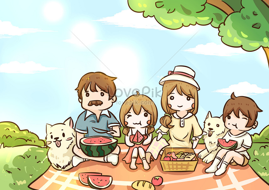 Hướng dẫn Vẽ gia đình đi picnic đầy tươi mát và dễ thương