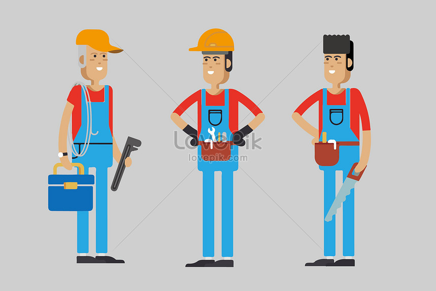 cartoon construction man