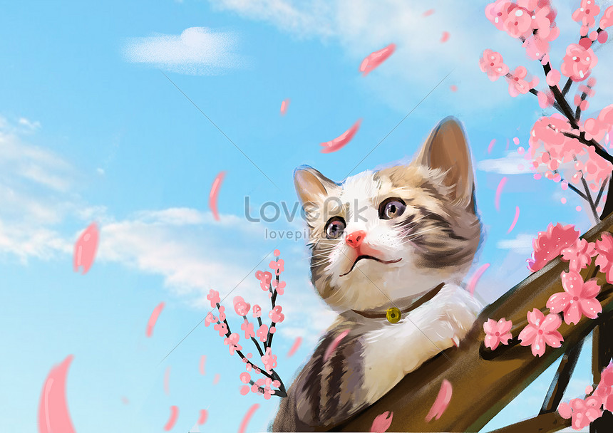 猫と桜イメージ 図 Id Prf画像フォーマットpsd Jp Lovepik Com