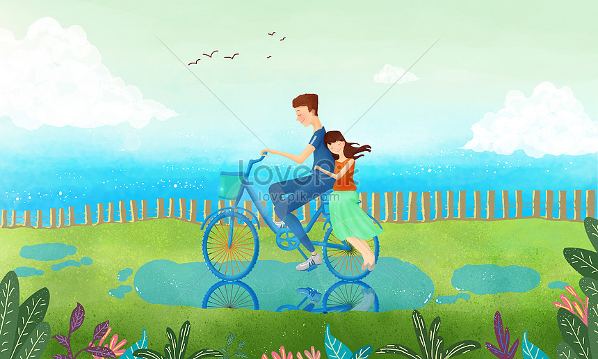 Girl and boy online on cycle