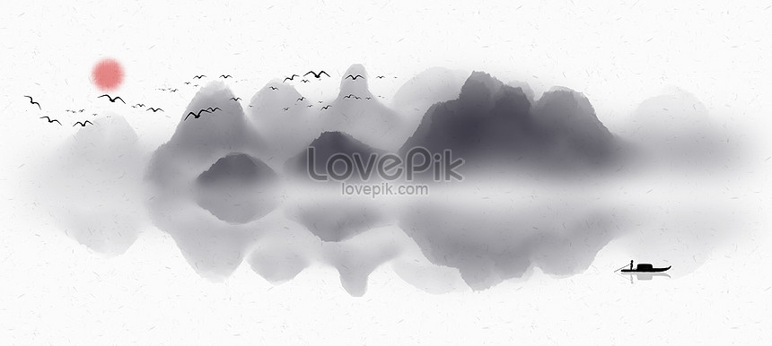 風景中国風の水墨画の背景 イラスト素材 無料ダウンロード Lovepik