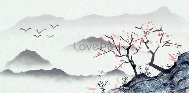 Chinese ink landscape painting illustration image_picture free download ...