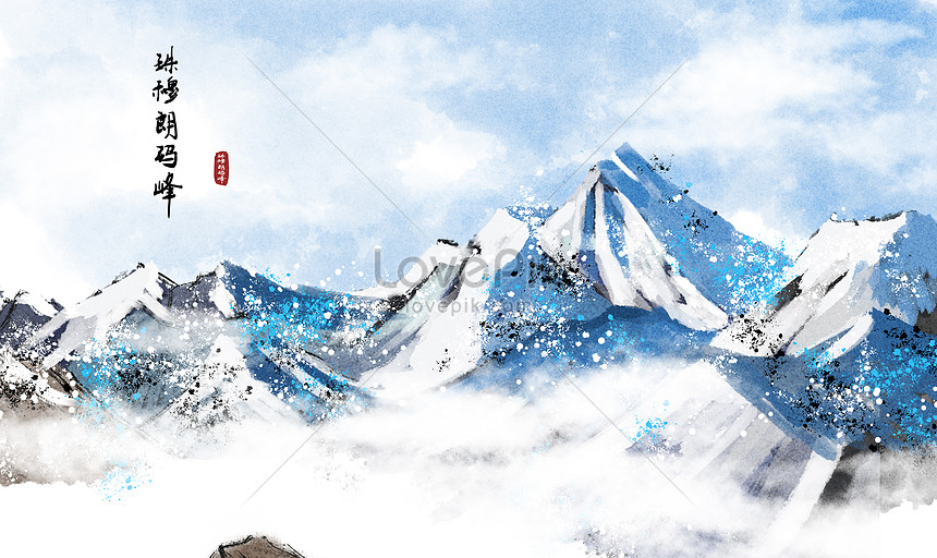 Everest Tranh Thuỷ Mặc Hình ảnh | Định dạng hình ảnh PSD 400264643|  