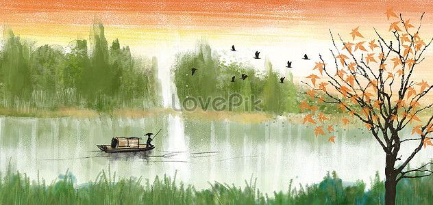 Chinese ink landscape painting illustration image_picture free download ...