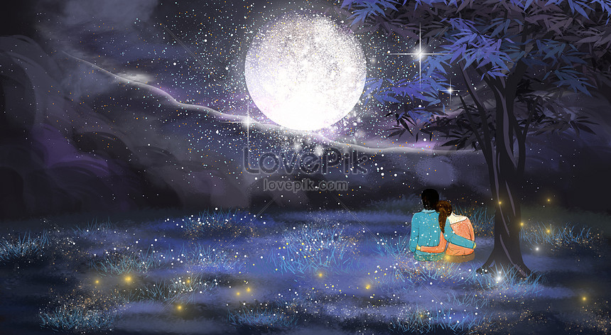 Pareja De Tanabata Bajo La Luz De La Luna | PSD ilustraciones imagenes  descarga gratis - Lovepik