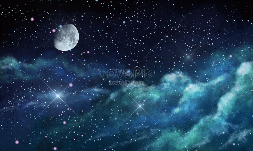 The beautiful background of the moon in the sky illustration image_picture  free download 