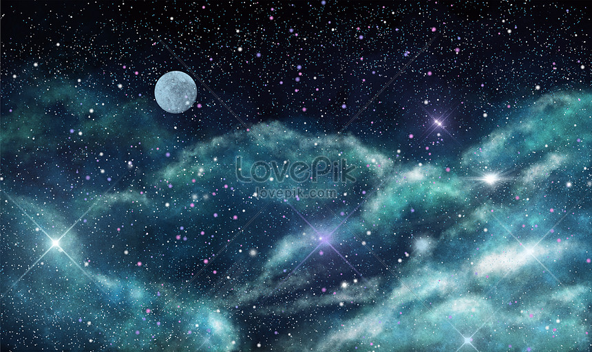 The beautiful background of the moon in the sky illustration image_picture  free download 