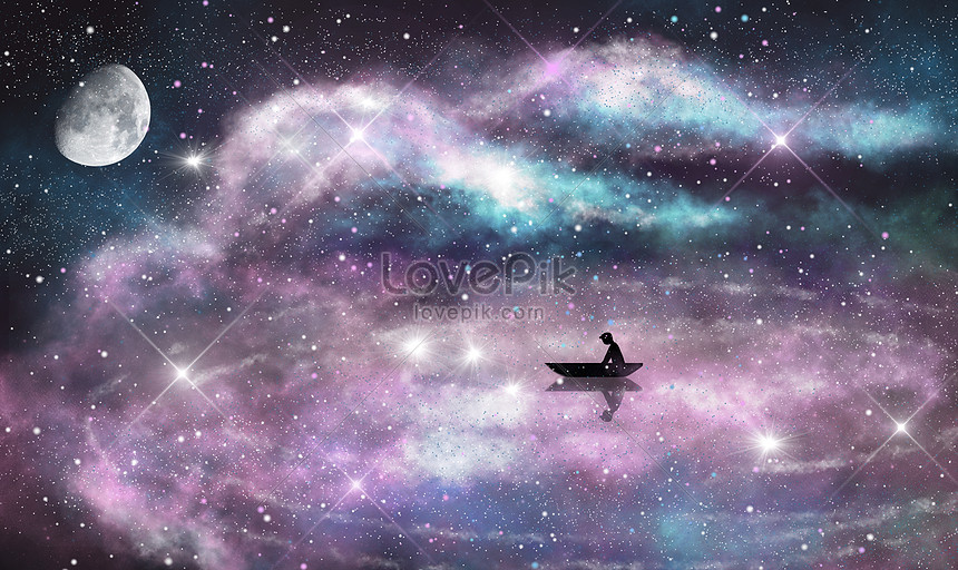 Beautiful background of starry sky and moon illustration image_picture free  download 