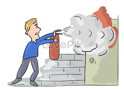 Fireman extinguishing a fire illustration image_picture free download ...