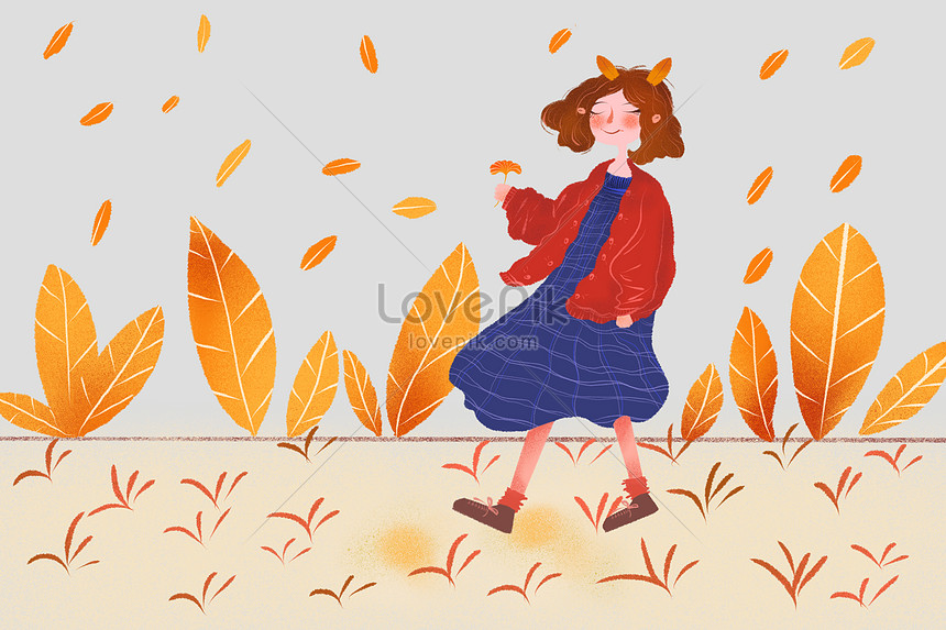 Fresh Cure Autumn Girl Background Illustration Imagepicture Free Download 400350434 5203