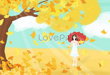 秋の女の子のイラストイメージ 図 Id 400339377 Prf画像フォーマットpsd Jp Lovepik Com