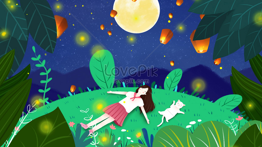 Mid autumn festival watching the moon illustration image_picture free ...