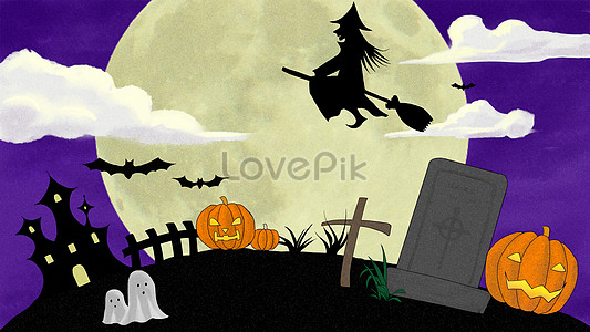 Halloween night ghosts illustration image_picture free download ...