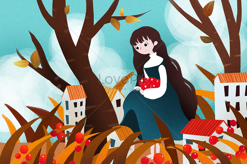 秋の女の子のイラストイメージ 図 Id Prf画像フォーマットpsd Jp Lovepik Com