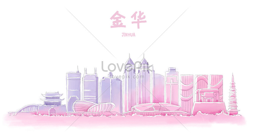 Landmark buildings in jinhua illustration image_picture free download ...