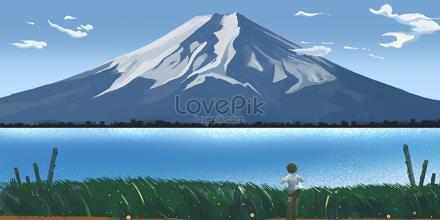 Ilustrasi Gunung Fuji Gambar Unduh Gratis Ilustrasi