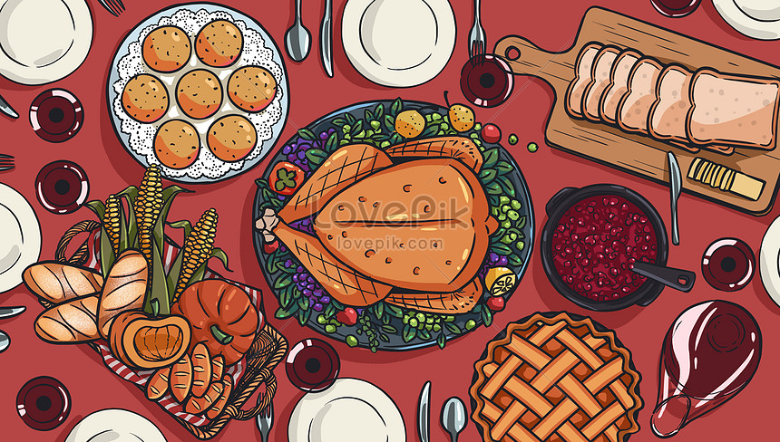 Thanksgiving dinner illustration image_picture free download 400875908 ...