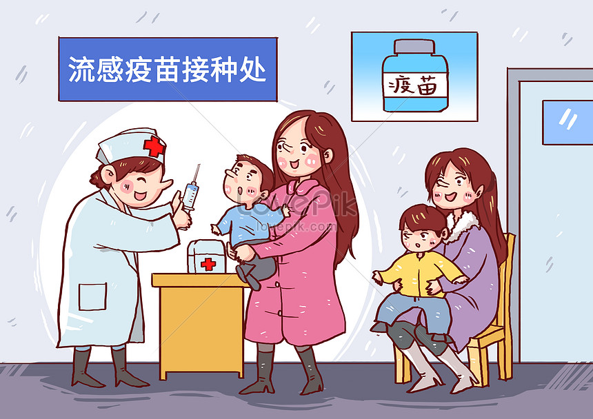 Childrens influenza vaccination cartoon illustration image_picture free  download 