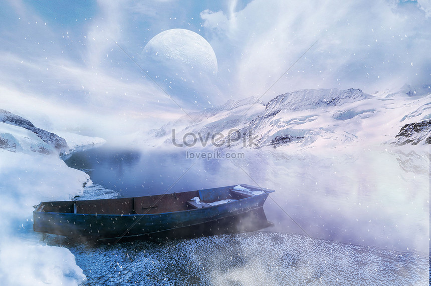 Алмазная вышивка Яркие Грани «Лодка в снегу»
