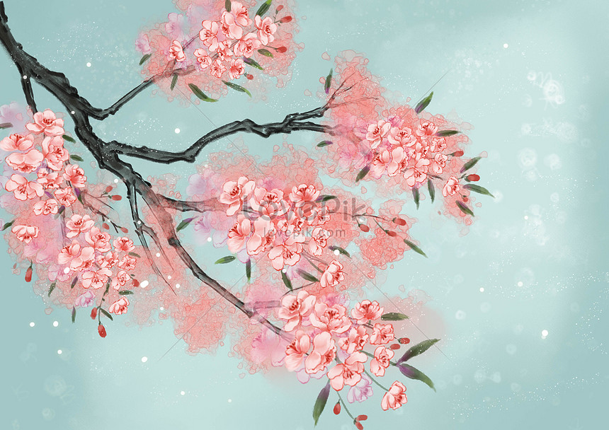 Aesthetic flower branch background illustration image_picture free download  