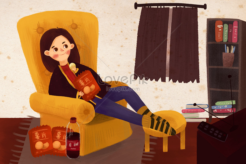 Girls staying at home illustration image_picture free download ...