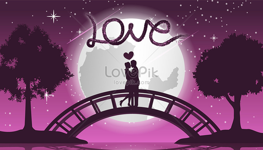 Pareja De Enamorados Saliendo Bajo La Luz De La Luna | PSD ilustraciones  imagenes descarga gratis - Lovepik