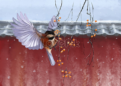 A winter bird illustration image_picture free download 400091204 ...