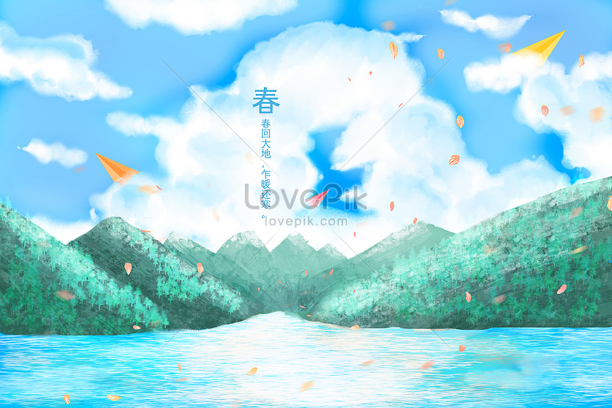 手描き春の風景イラストイメージ 図 Id Prf画像フォーマットpsd Jp Lovepik Com