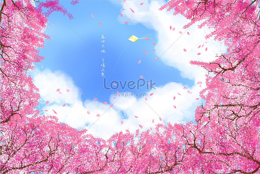Ilustrasi Indah Bunga Sakura Yang Digambar Tangan Gambar