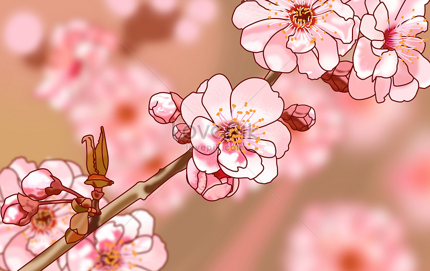 Bunga Sakura Musim Semi Gambar Unduh Gratis Ilustrasi