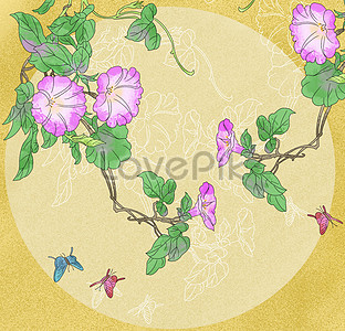 Chinese fengguochao gongbi chrysanthemum flower map illustration 