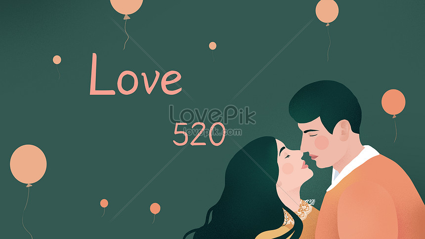 緑のレトロなフラット風カップルが5バレンタインイラストをキスイメージ 図 Id Prf画像フォーマットpsd Jp Lovepik Com