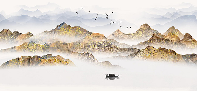 New chinese landscape painting illustration image_picture free download ...