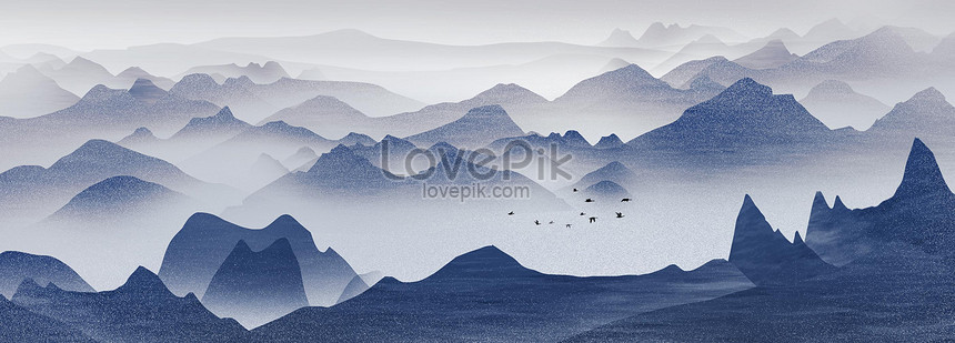 Landscape ink painting illustration image_picture free download ...