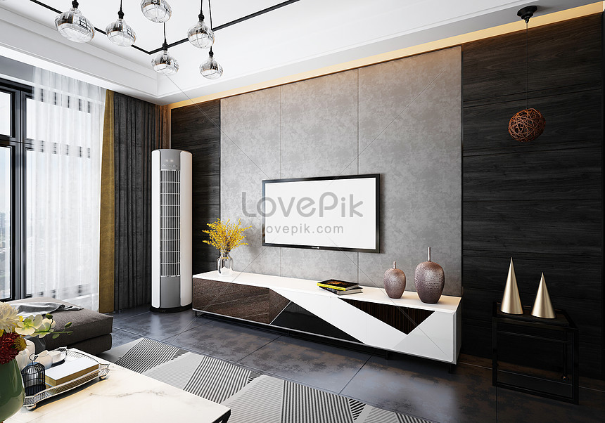 Modern tv background wall creative image_picture free download  