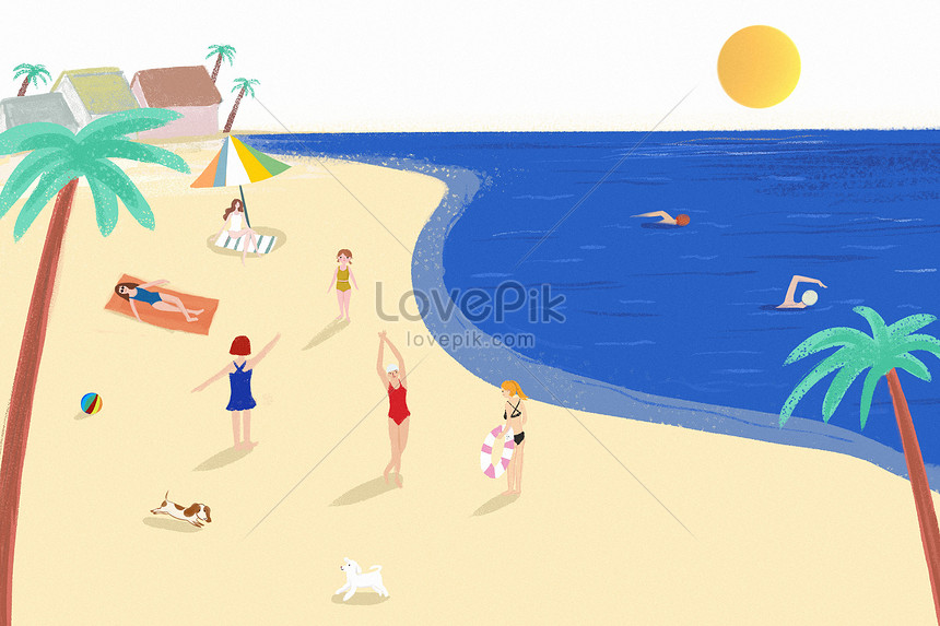 海辺のイラストイメージ 図 Id Prf画像フォーマットpsd Jp Lovepik Com