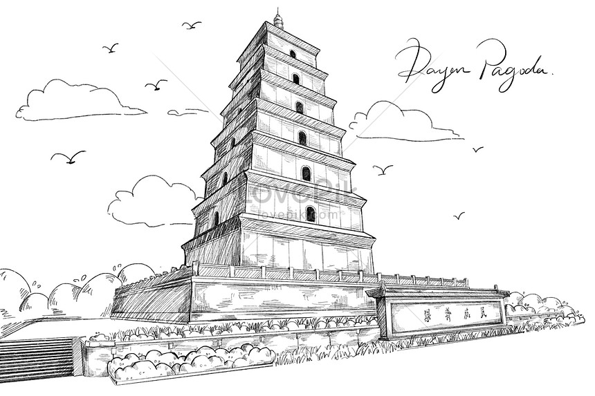 Xian Big Wild Goose Pagoda Illustration Image Picture Free Download 401281057 Lovepik Com