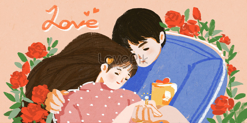 5バレンタインデーローズカップル暖かいイラストイメージ 図 Id Prf画像フォーマットpsd Jp Lovepik Com