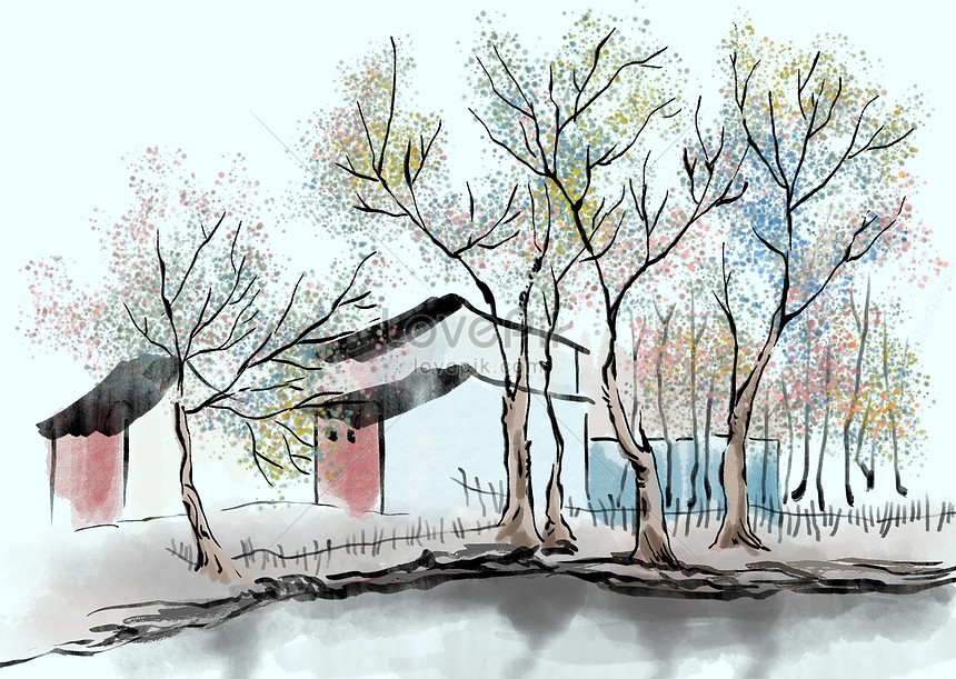 Summer jiangnan village illustration image_picture free download ...